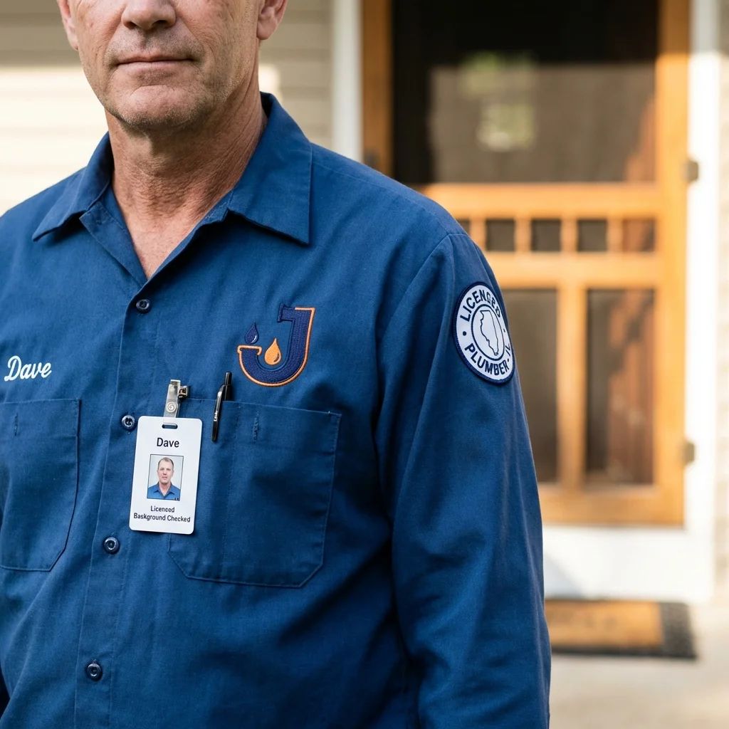 Licensed plumber showing ID badge in Salyersville, KY