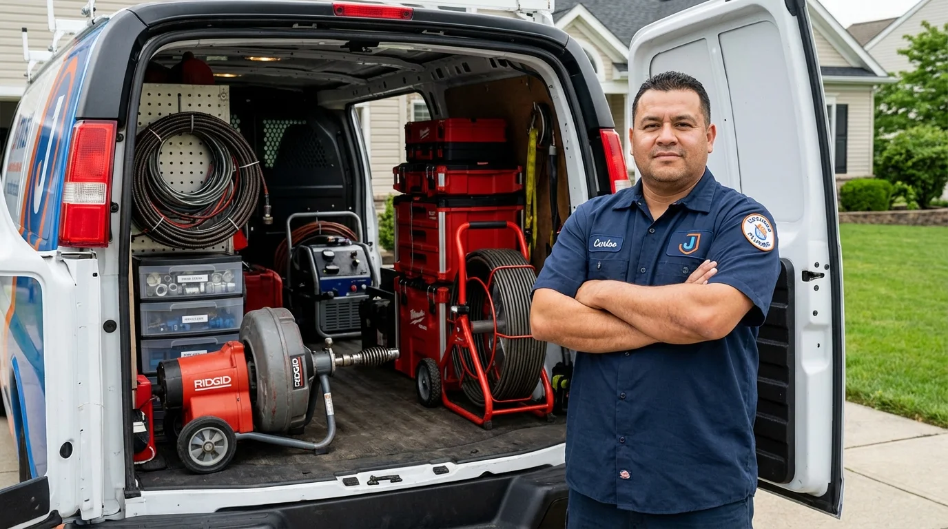 Professional drain cleaning equipment and Johns Plumbing LLC plumber in Salyersville