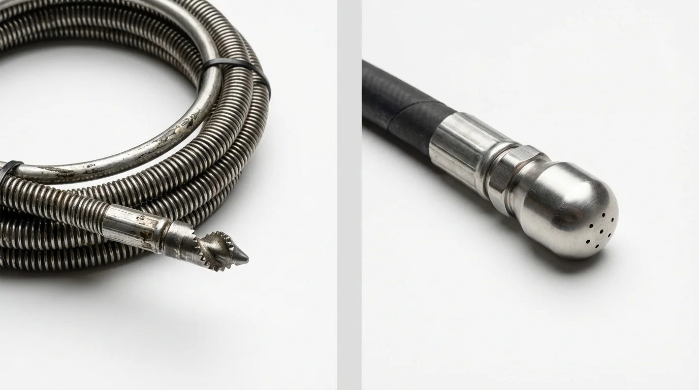 Drain snake cable and hydro jetting nozzle used for drain cleaning in Salyersville, KY