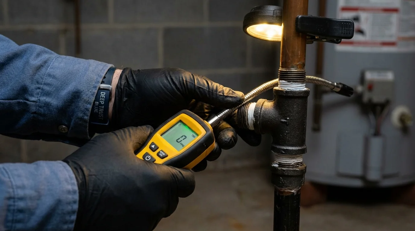 Gas leak detection with electronic sniffer by Johns Plumbing LLC in Salyersville
