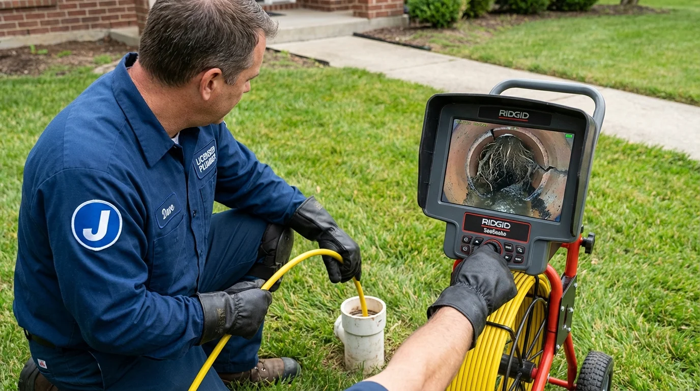 Sewer camera inspection being performed by Johns Plumbing LLC in Salyersville