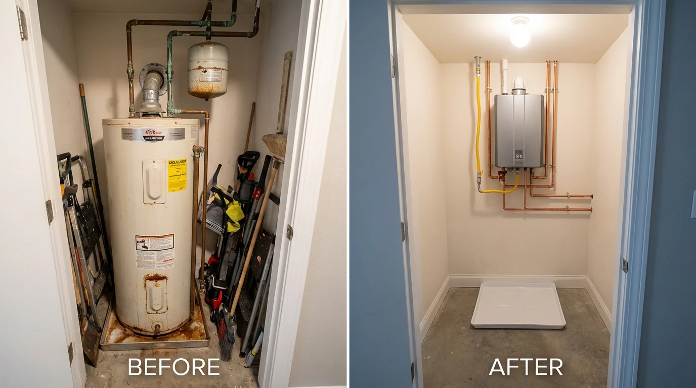 Tank water heater versus wall-mounted tankless unit comparison for Salyersville, KY homeowners
